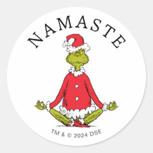 Sticker Rond Grinch Namaste Père Noël
