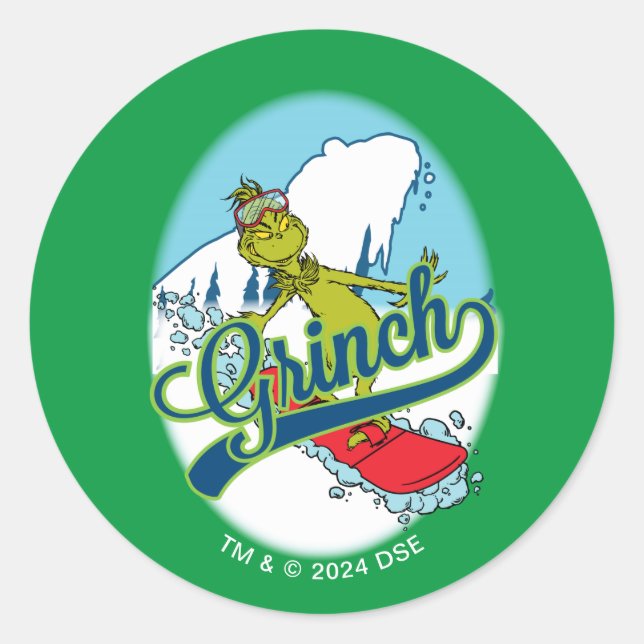Sticker Rond Grinch Snowboard (Devant)