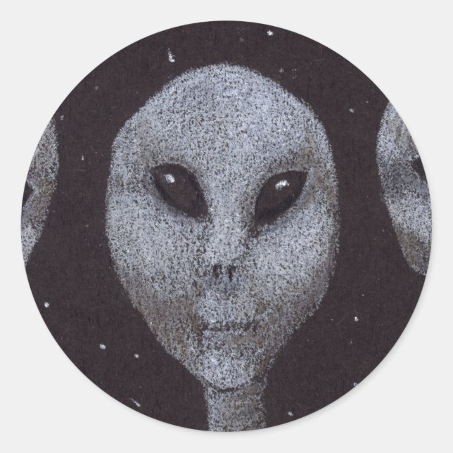 Sticker Rond Gris Alien (Devant)