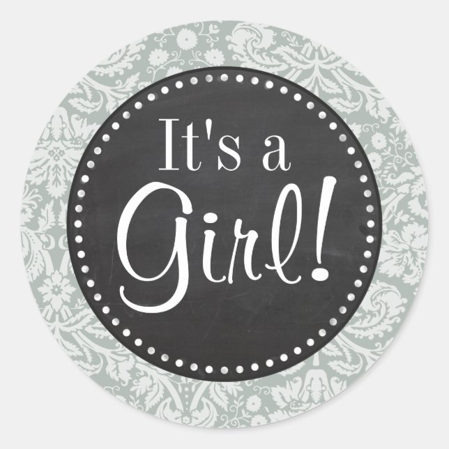 Sticker Rond Gris cendré ; Motif gris damassé ; Aspect du table (Devant)