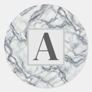 Sticker Rond Gris chic et aspect marbre blanc Glamour