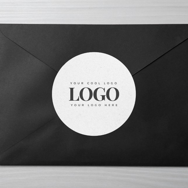Sticker Rond Gris clair Kraft & Logo Rectangle Entreprise Perso (Créateur téléchargé)