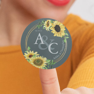 Sticker Rond Gris d'ardoise ・ Élégant Mariage moderne