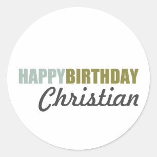 Sticker Rond Gris de vert bleu de joyeux anniversaire