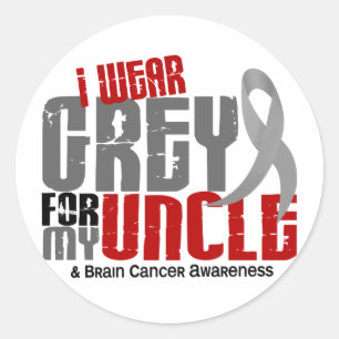 Sticker Rond Gris d'usage du cancer du cerveau I pour mon oncle