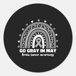 Sticker Rond Gris En Mai Mois De Sensibilisation À La Tumeur Du