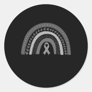 Sticker Rond Gris En Mai Rainbow Cerveau Cancer Tumeur Lauréats