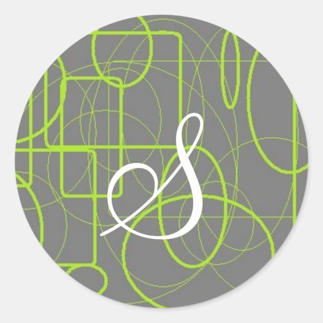 Sticker Rond gris et vert tout autour initial (Devant)