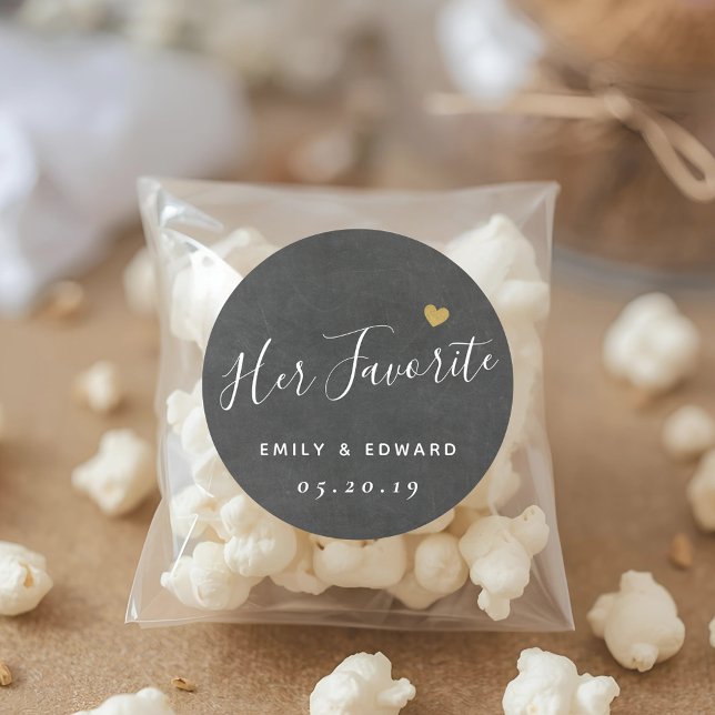 Sticker Rond Gris foncé Son cadeau de mariage préféré (Créateur téléchargé)