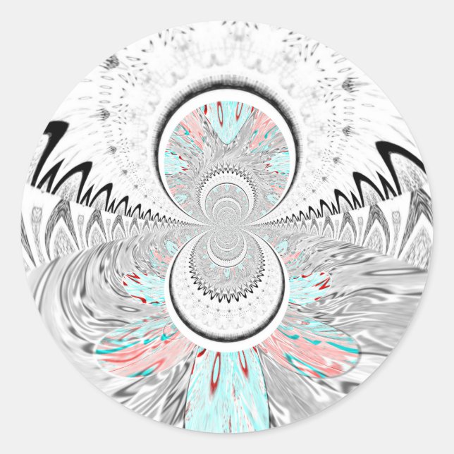 Sticker Rond Gris Kaleidoscope Art (Devant)