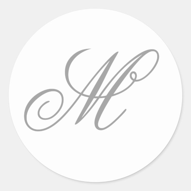 Sticker Rond Gris monogrammé calligraphié script fantaisie (Devant)