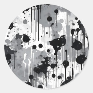 Sticker Rond Gris Noir Et Blanc Texture Abstraite