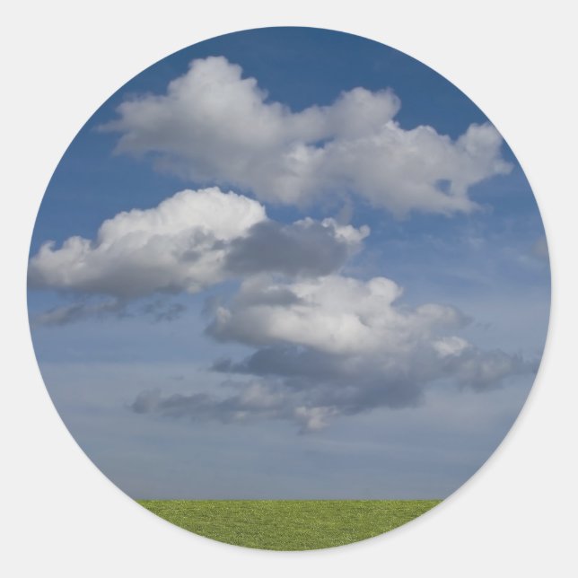 Sticker Rond gris vert, ciel bleu, nuage blanc (Devant)