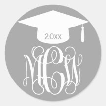 Gris Vin Script Monogramme Graduation do-it-yourse