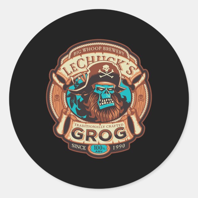 Sticker Rond Grog - Bière artisanale - Îles du singe 1 (Devant)