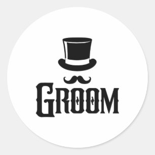 Sticker Rond Groom Bachelor Party Top Hat Mariage Funny Matchin