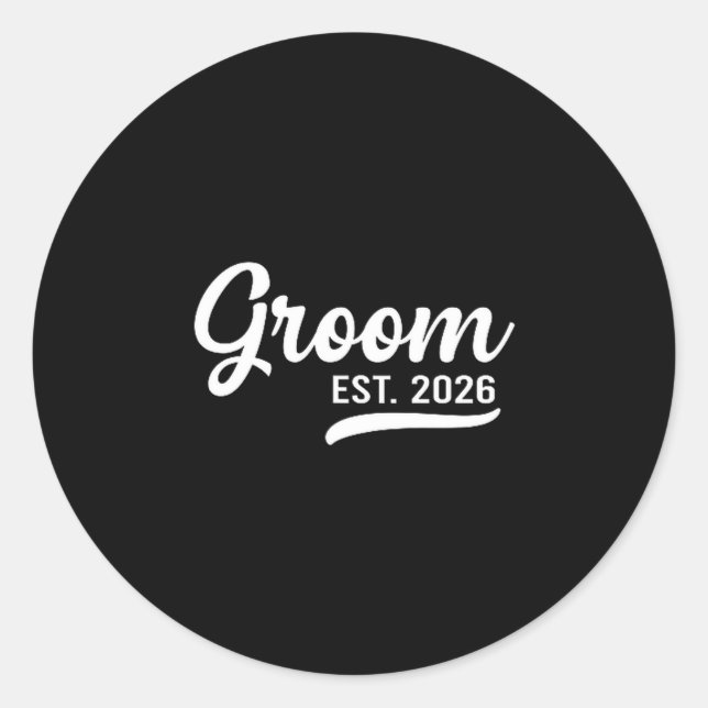 Sticker Rond Groom Est 2026 Just Married Honeymoon Wedding Groo (Devant)