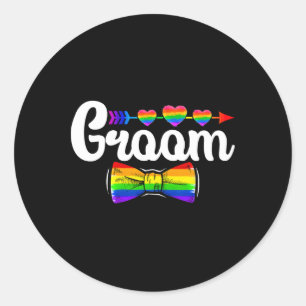 Sticker Rond Groom Lgbt Pride Gay Bachelor Mariage L Fiançaille