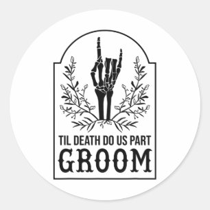 Sticker Rond Groom Skeleton Couples main jumelés Mariage Hallo