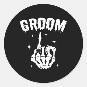 Sticker Rond Groom Skeleton Mariage Halloween Couples Matc