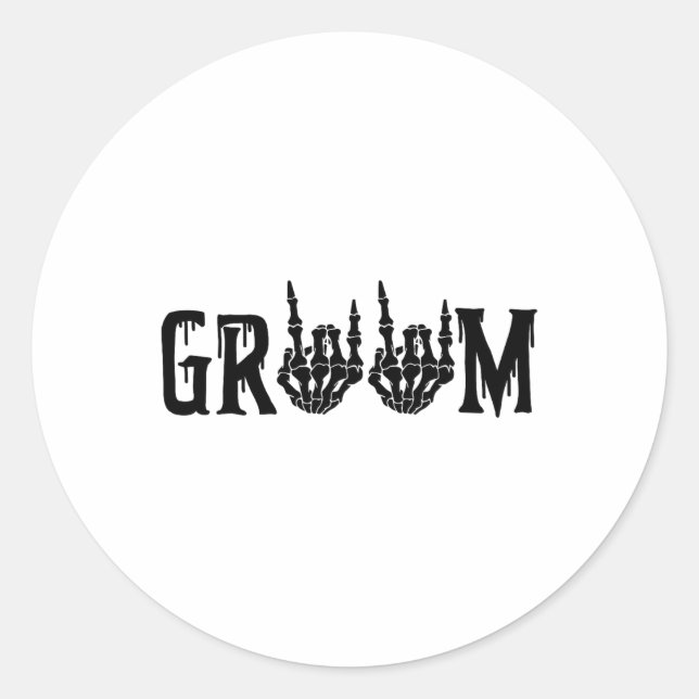 Sticker Rond Groom Skeleton mariée main Halloween Mariage Bache (Devant)