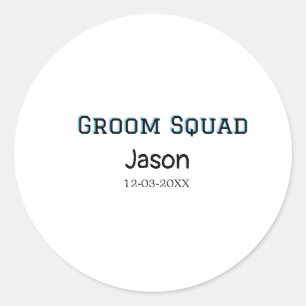 Sticker Rond Groom Squad garçon d'honneur enterrement de vie de