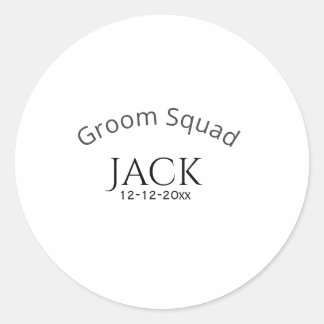 Sticker Rond Groom squad name date year bold letter bachelorett