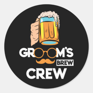 Sticker Rond Groom's Brew Crew Groomsmen Bachelor Party