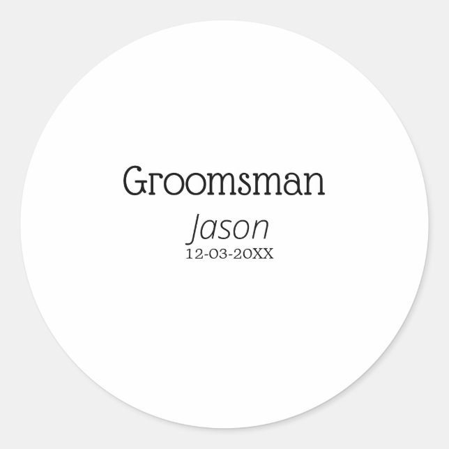Sticker Rond groomsman bachelorette party ajouter nom moderne s (Devant)