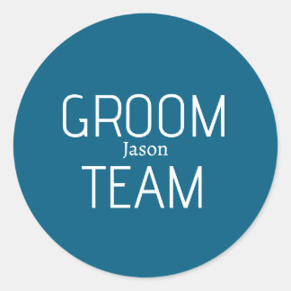 Sticker Rond groomsman bold groom team gray blue white bachelor