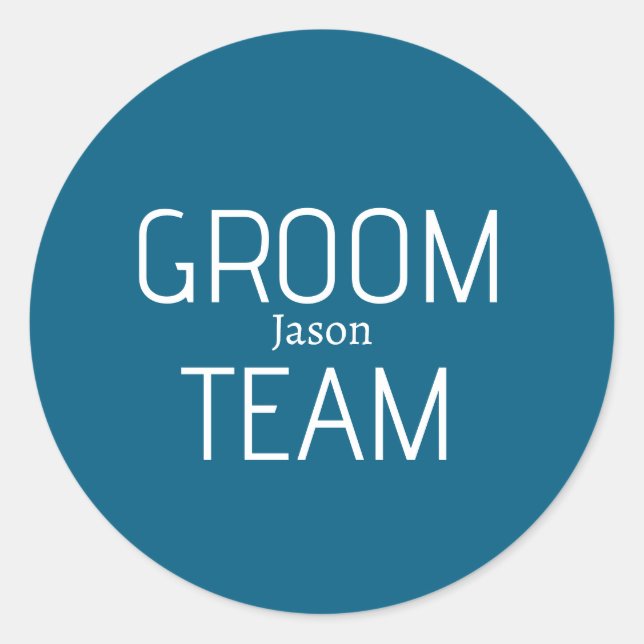 Sticker Rond groomsman bold groom team gray blue white bachelor (Devant)