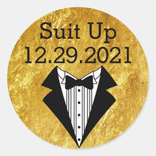 Sticker Rond Groomsmen Invitation Phoques d'or