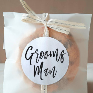 Sticker Rond Groomsmen   Mariage de style de script