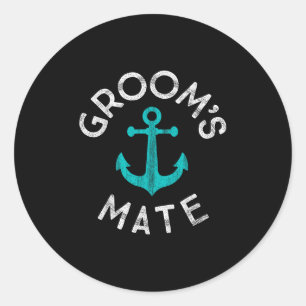 Sticker Rond Groomsmen Nautique Cadeau Mariage Grooms Mate