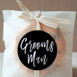 Sticker Rond Groomsmen   Style de script Mariage noir