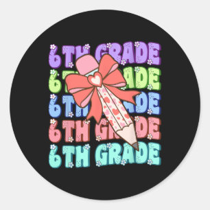 Sticker Rond Groovy 6e rentrée des classes premier jour de sixi