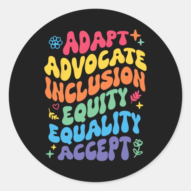 Sticker Rond Groovy Adapt Défenseur Inclusion Équité Égalité Ac (Devant)