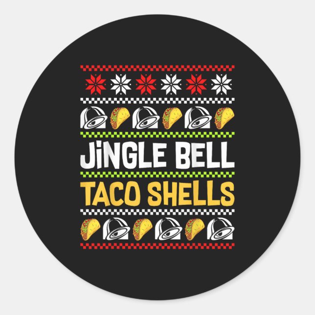 Sticker Rond Groovy Christmas Jingle Bells Taco Shells Ugly Xma (Devant)