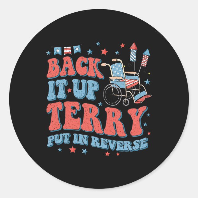 Sticker Rond Groovy Ck Up Terry Put It In Reverse Feu D'Artific (Devant)