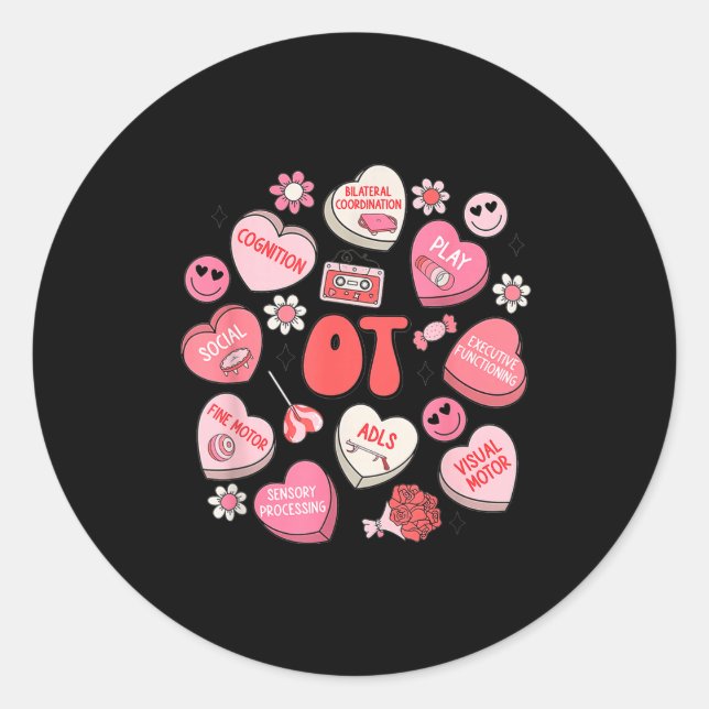Sticker Rond Groovy Occupational Therapy Valentine Ot Conversat (Devant)