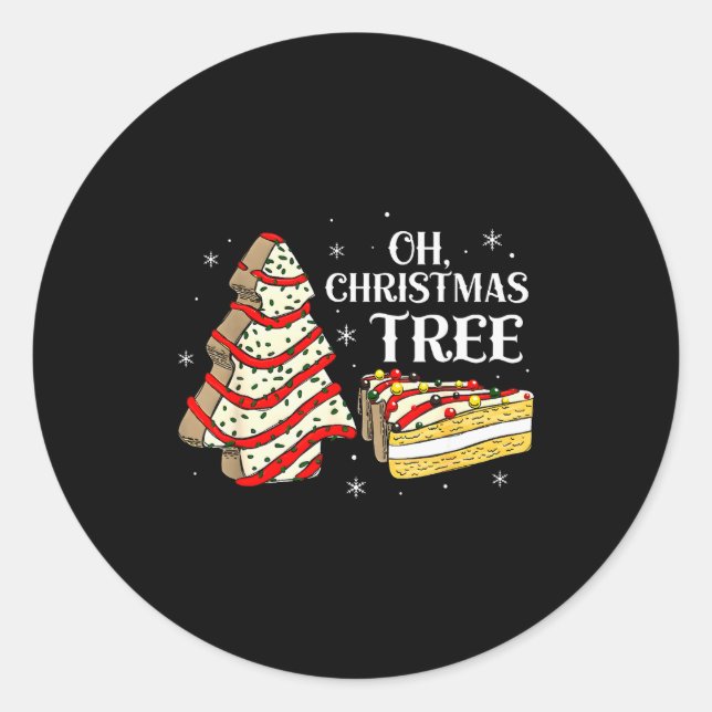 Sticker Rond Groovy Oh Christmas Tree Cakes Debbie Becky Jen Ca (Devant)