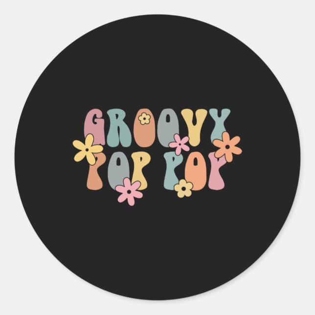 Sticker Rond Groovy P P New Grandpa Pregnancy Announcement  (Devant)