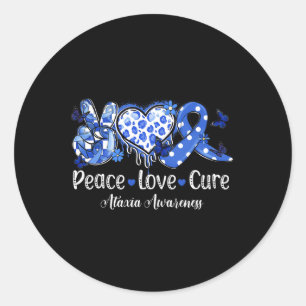 Sticker Rond Groovy Paix Amour Cure Ruban Bleu Sensibilisation
