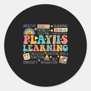 Sticker Rond Groovy Play est l'apprentissage Enseignante de mat