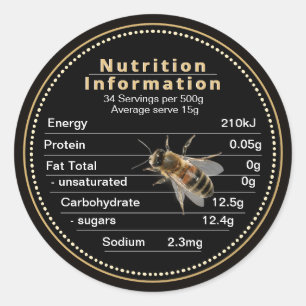 Sticker Rond Gros AU Honey Nutrition Information Abeille réalis