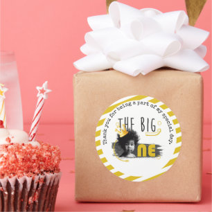 Sticker Rond GROS Bébé Garçon Merci d'anniversaire