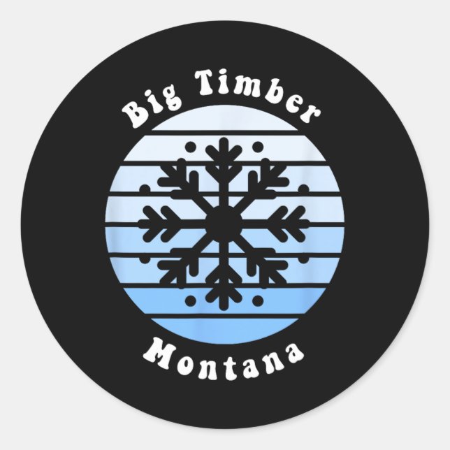 Sticker Rond Gros bois Montana Snowflake Noël hiver Souv (Devant)