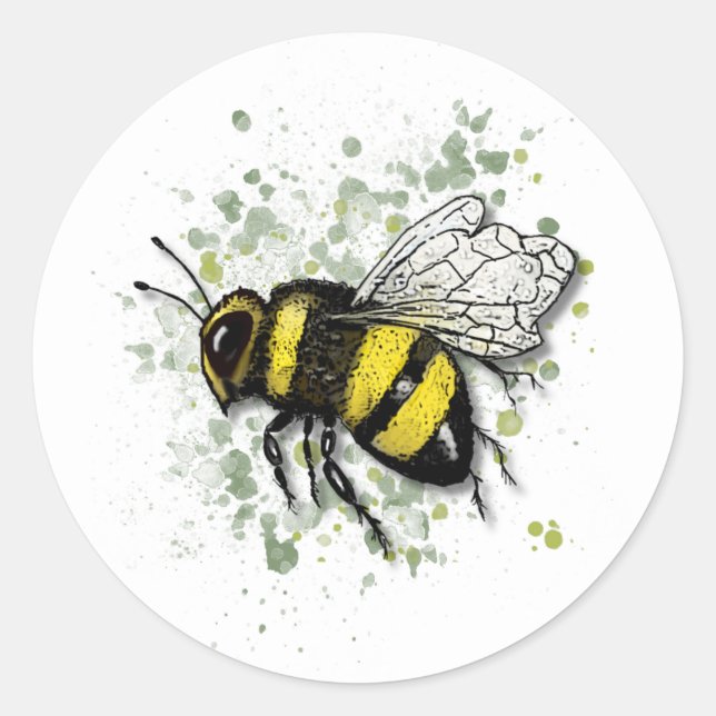 Sticker Rond Gros Bourdon Beau, Dessin Numérique (Devant)