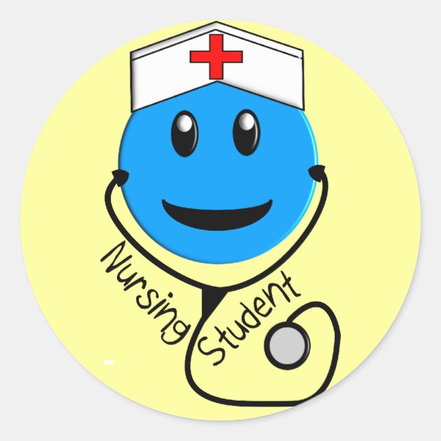 Sticker Rond Gros cadeaux bleus pour les étudiants en soins inf (Devant)