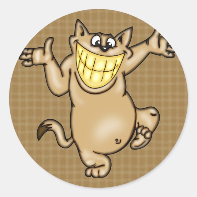 Sticker Rond Gros chat de dessin souriant (Devant)